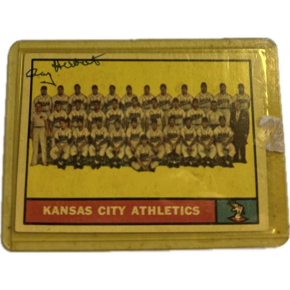 Ray Herbert Vintage 1961 Toppa Kansas City Athletics Team Card # 297 Autographed
